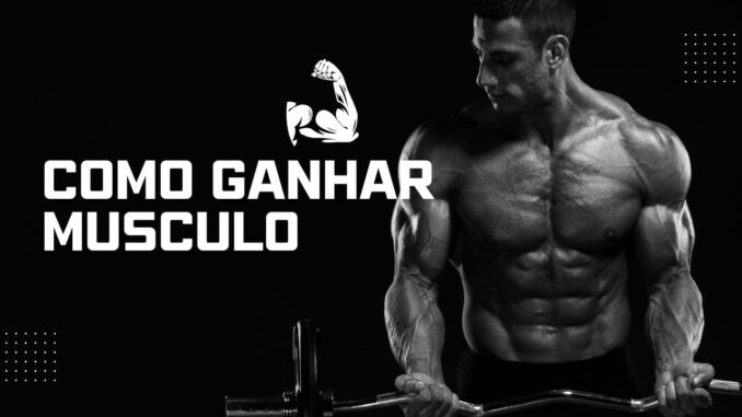 Como ganhar massa muscular com saúde Homem musculoso treinando com barra, ilustrando dicas de como ganhar massa muscular com saúde