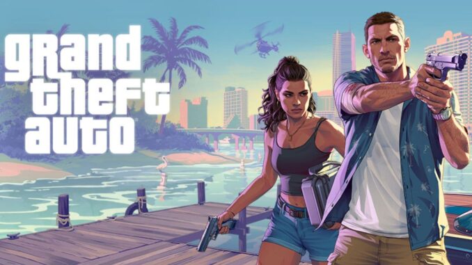 GTA 6 trailer 2 Jason e Lucia armados em Vice City no GTA 6 trailer 2, com cenário tropical ao fundo