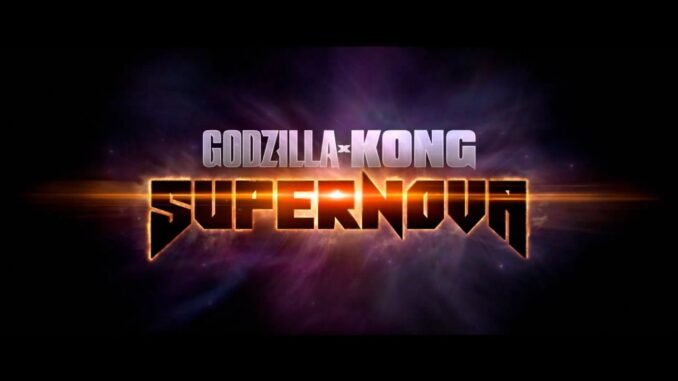 Godzilla x Kong Supernova. Godzilla x Kong Supernova: imagem promocional com o novo nome do filme da franquia do Monsterverse