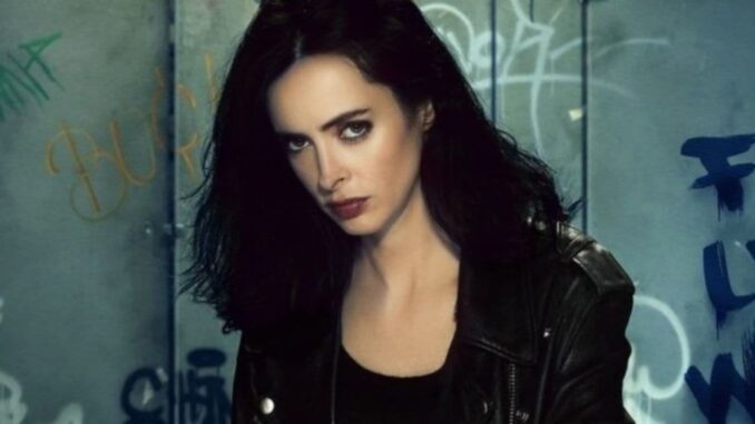 Jessica Jones no MCU Krysten Ritter caracterizada como Jessica Jones no MCU, em cena da série da Marvel
