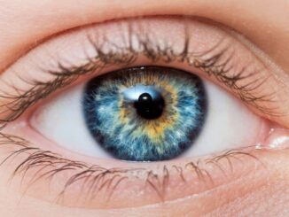 Olho humano em detalhe, representando estudo sobre nanopartículas de ouro que restauram a visão